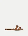 Veronica Beard Via Leather Flat Slide Sandals In Brown
