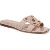 Veronica Beard Via Leather Flat Slide Sandals In Rose