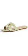 Veronica Beard Via Patent Leather Flat Slide Sandals In Multi