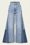 Veronica Beard Vicki Patchwork Wide-leg Jean In Wanderer Undone In Blue