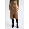 Veronica Beard Victoria Metallic Denim Midi Skirt In Antique Brass