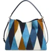 Veronica Beard Vida Patchwork Suede Shoulder Bag In Multi