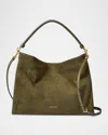 Veronica Beard Vida Slouchy Suede Shoulder Bag In Green
