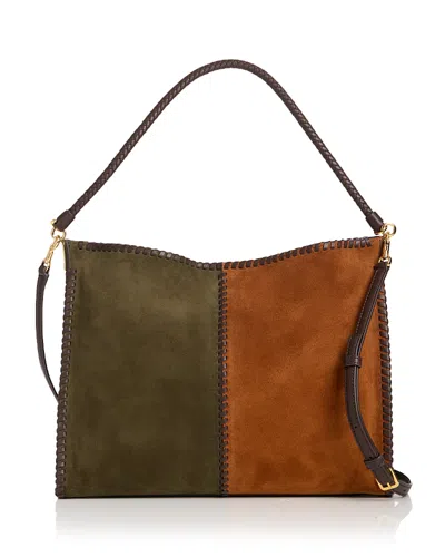 Veronica Beard Vida Suede Shoulder Bag In Green