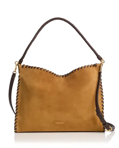Veronica Beard Vida Suede Shoulder Bag In Brown