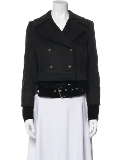 Pre-owned Veronica Beard Virgin Wool Biker Jacket In Black