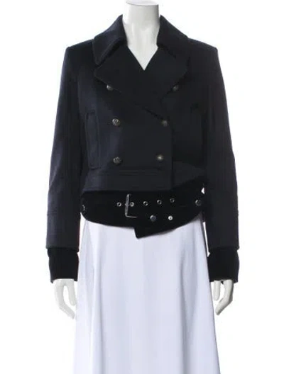 Pre-owned Veronica Beard Virgin Wool Biker Jacket In Black