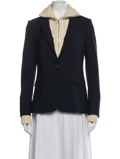 Pre-owned Veronica Beard Virgin Wool Blazer In Blue