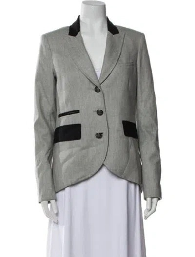Pre-owned Veronica Beard Virgin Wool Blazer In Gray