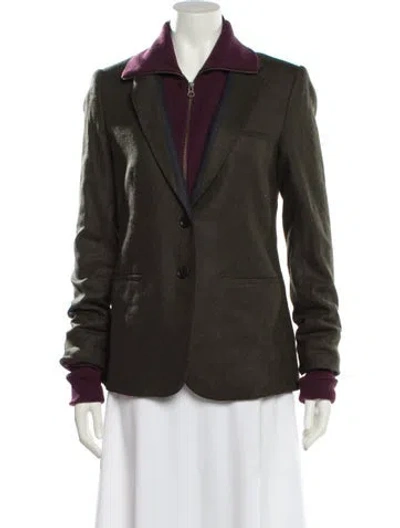 Pre-owned Veronica Beard Virgin Wool Blazer In Green