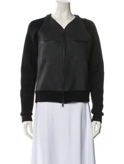 Pre-owned Veronica Beard Virgin Wool Bomber Jacket In Gray