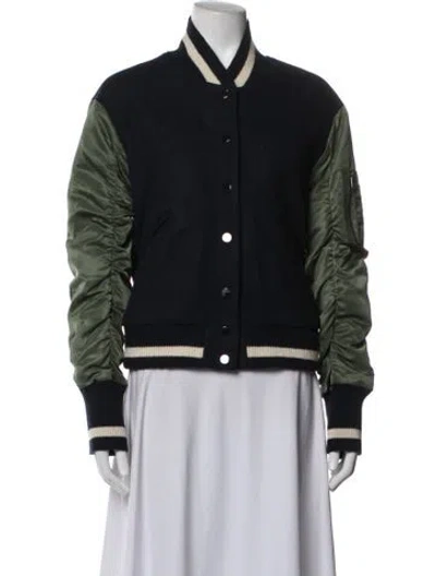 Pre-owned Veronica Beard Virgin Wool Bomber Jacket In Multicolor