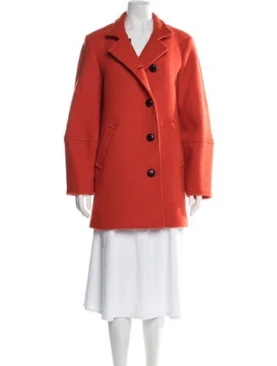 Pre-owned Veronica Beard Virgin Wool Coat In Orange