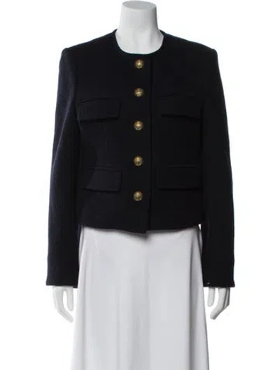 Pre-owned Veronica Beard Virgin Wool Evening Jacket In Blue