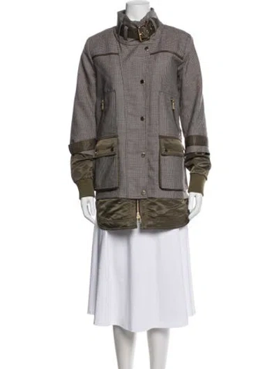 Pre-owned Veronica Beard Virgin Wool Houndstooth Print Jacket In Neutrals