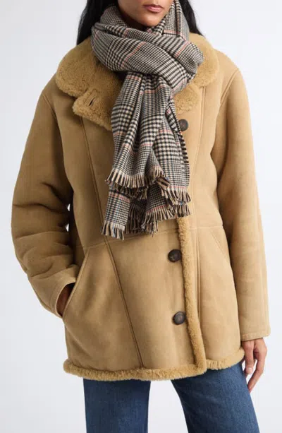 Veronica Beard Virgin Wool Houndstooth Scarf In Brown