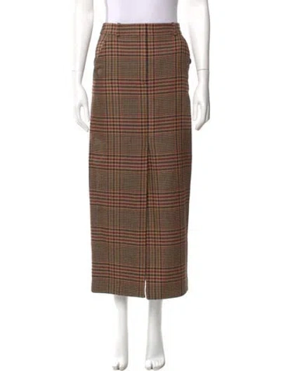 Pre-owned Veronica Beard Virgin Wool Long Skirt In Brown