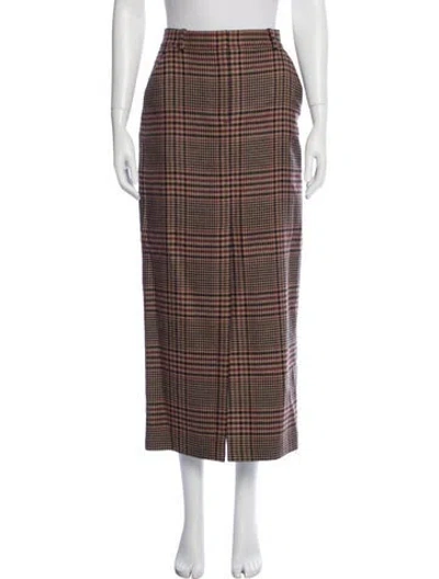 Pre-owned Veronica Beard Virgin Wool Midi Length Skirt In Brown