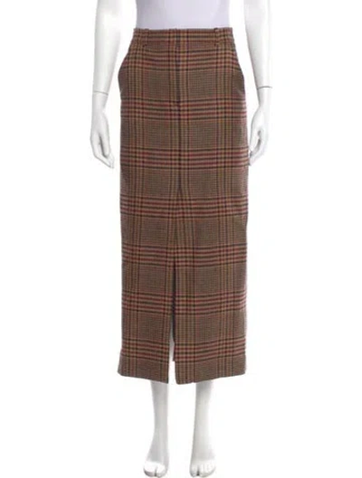 Pre-owned Veronica Beard Virgin Wool Midi Length Skirt In Brown