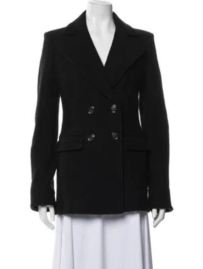 Pre-owned Veronica Beard Virgin Wool Peacoat In Black