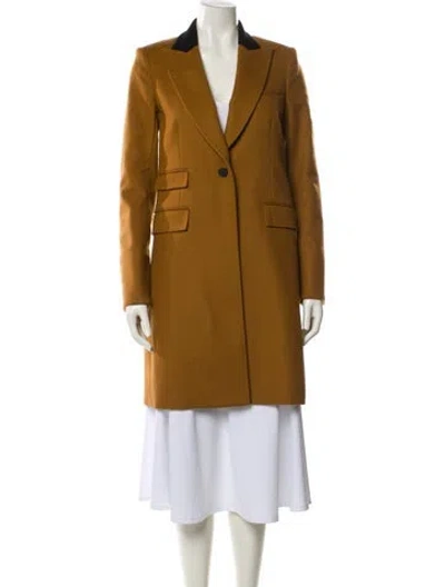 Pre-owned Veronica Beard Virgin Wool Peacoat In Brown
