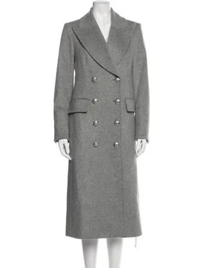Pre-owned Veronica Beard Virgin Wool Peacoat In Gray