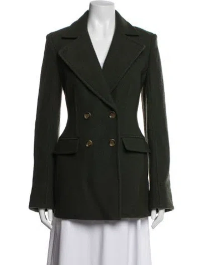 Pre-owned Veronica Beard Virgin Wool Peacoat In Green