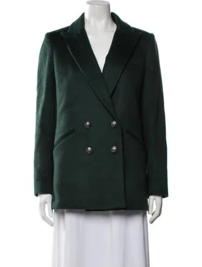 Pre-owned Veronica Beard Virgin Wool Peacoat In Green