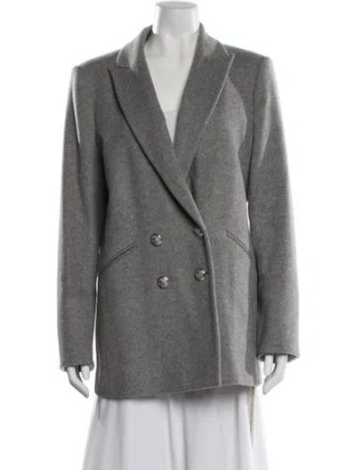 Pre-owned Veronica Beard Virgin Wool Peacoat In Grey