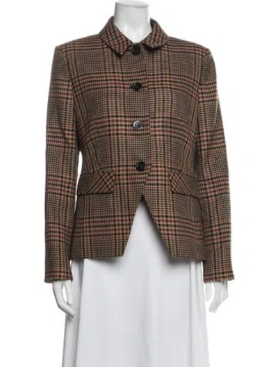 Pre-owned Veronica Beard Virgin Wool Plaid Print Blazer In Neutral