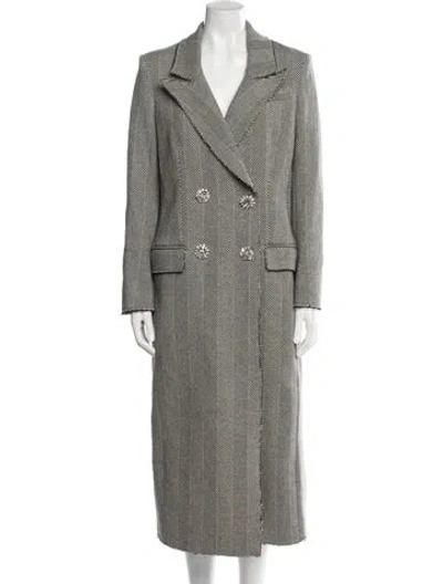 Pre-owned Veronica Beard Virgin Wool Striped Faux Fur Coat In Gray