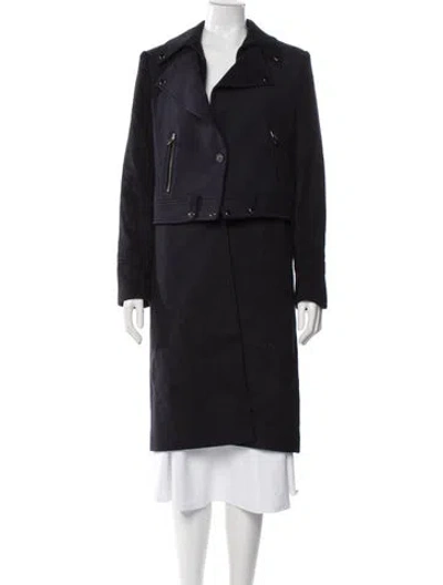 Pre-owned Veronica Beard Virgin Wool Trench Coat In Blue