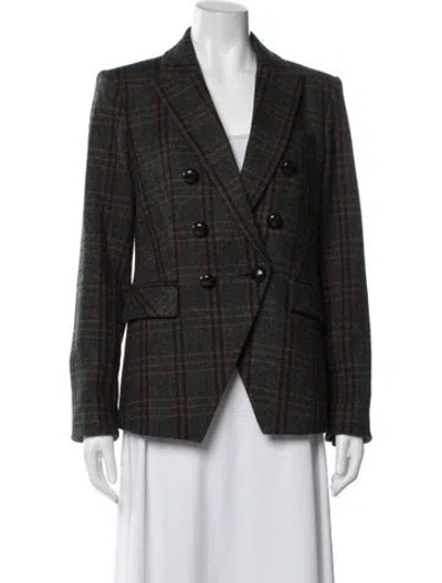 Pre-owned Veronica Beard Virgin Wool Tweed Pattern Blazer In Black