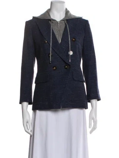 Pre-owned Veronica Beard Virgin Wool Tweed Pattern Blazer In Gray
