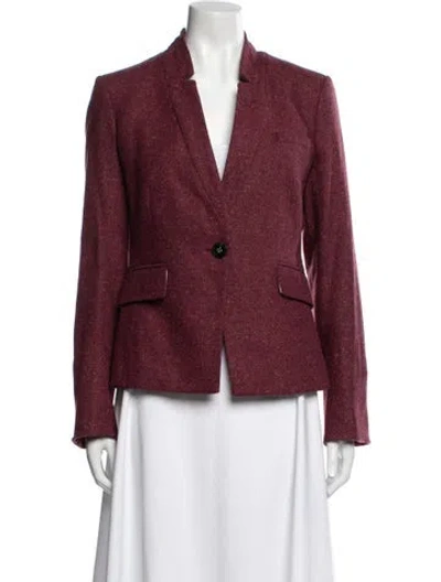 Pre-owned Veronica Beard Virgin Wool Tweed Pattern Blazer In Red