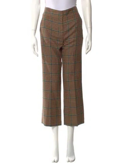 Pre-owned Veronica Beard Virgin Wool Wide Leg Pants In Brown