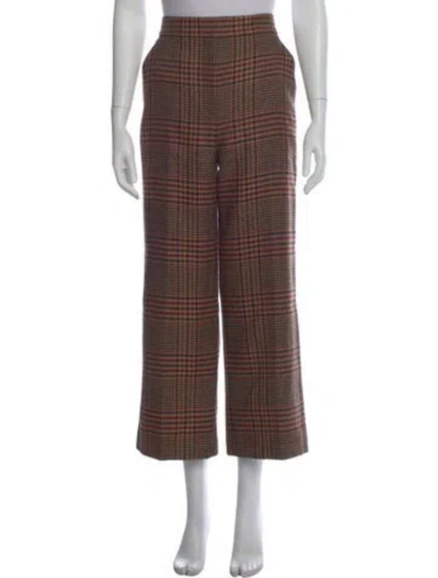 Pre-owned Veronica Beard Virgin Wool Wide Leg Pants In Brown