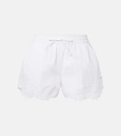 Veronica Beard Vivaldi Embroidered Cotton Shorts In White