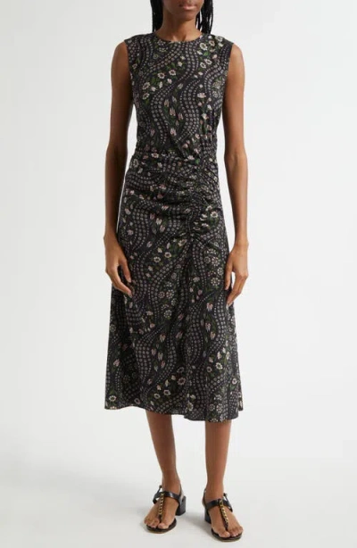 VERONICA BEARD VERONICA BEARD VIVIANA MIXED FLORAL PRINT STRETCH SILK DRESS