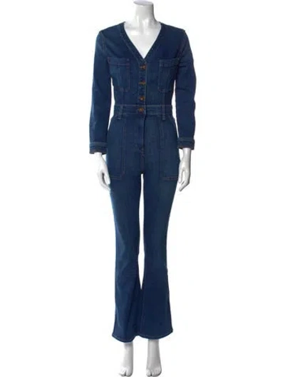 Pre-owned Veronica Beard V-neck Jumpsuit In Blue