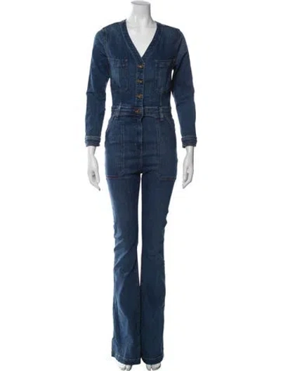 Pre-owned Veronica Beard V-neck Jumpsuit In Blue