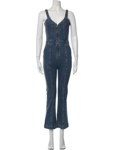 Pre-owned Veronica Beard V-neck Jumpsuit In Blue