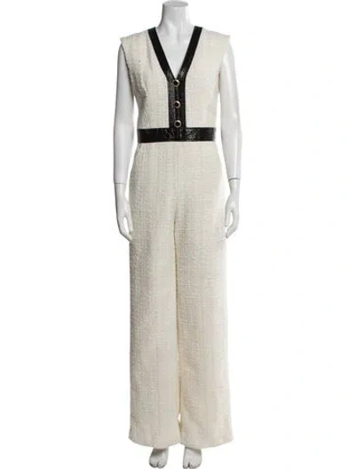 Pre-owned Veronica Beard V-neck Jumpsuit In Neutral