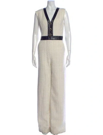 Pre-owned Veronica Beard V-neck Jumpsuit In Neutral