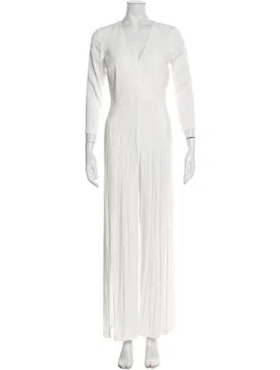 Pre-owned Veronica Beard V-neck Jumpsuit In White