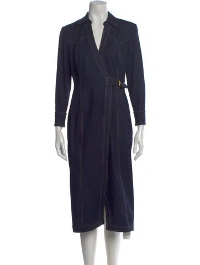 Pre-owned Veronica Beard V-neck Knee-length Dress In Blue