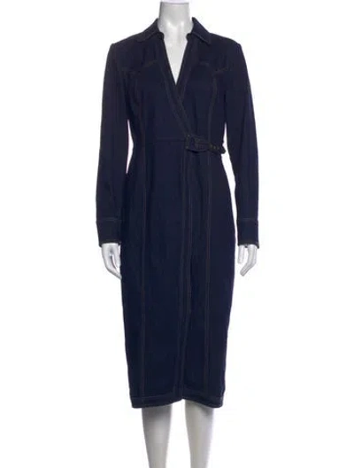 Pre-owned Veronica Beard V-neck Knee-length Dress In Blue