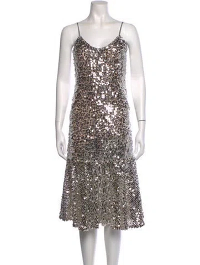 Pre-owned Veronica Beard V-neck Knee-length Dress In Gray