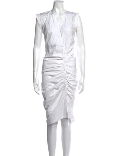 Pre-owned Veronica Beard V-neck Knee-length Dress In White