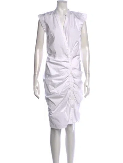 Pre-owned Veronica Beard V-neck Knee-length Dress In White